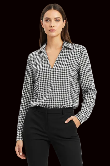 Gerard Darel vintage silk gingham blouse in black and white — rent from Laura Messerschmitt, Berlin stylist