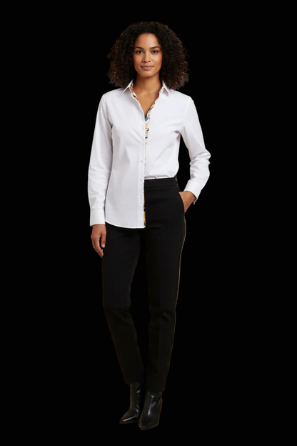 Dolce & Gabbana — White Cotton-Silk Shirt with Floral Print Placket