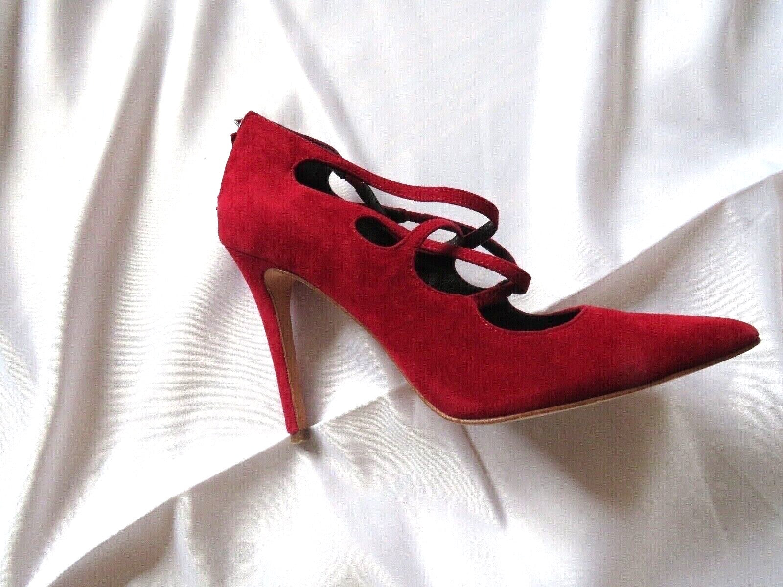 Elie Tahari suede caged lace up pumps in bordeaux — view 1