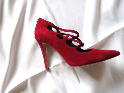 Elie Tahari suede caged lace up pumps in bordeaux — view 1