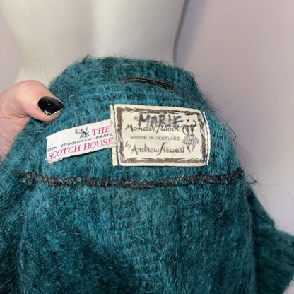 Andrew Stewart Mohair and Wool Cape – Green Fringed Poncho – Made in Scotland – One size