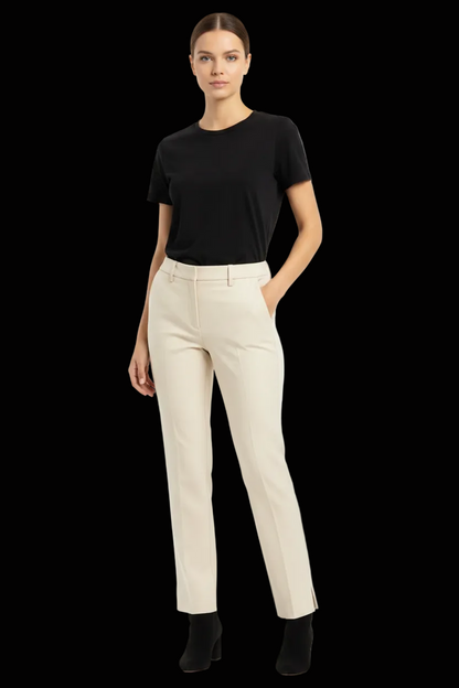 Dolce & Gabbana — Gold Lurex Cotton Cigarette Trousers in Cream