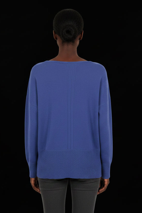 Diane von Furstenberg night blue wool cashmere boat neck pullover — view 2