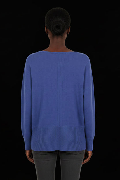 Diane von Furstenberg night blue wool cashmere boat neck pullover — view 2