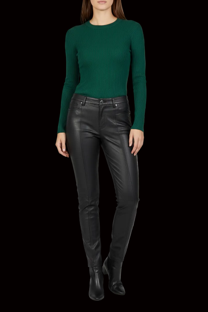 Diesel Black Gold - Soft Lambskin Leather Trousers in Black