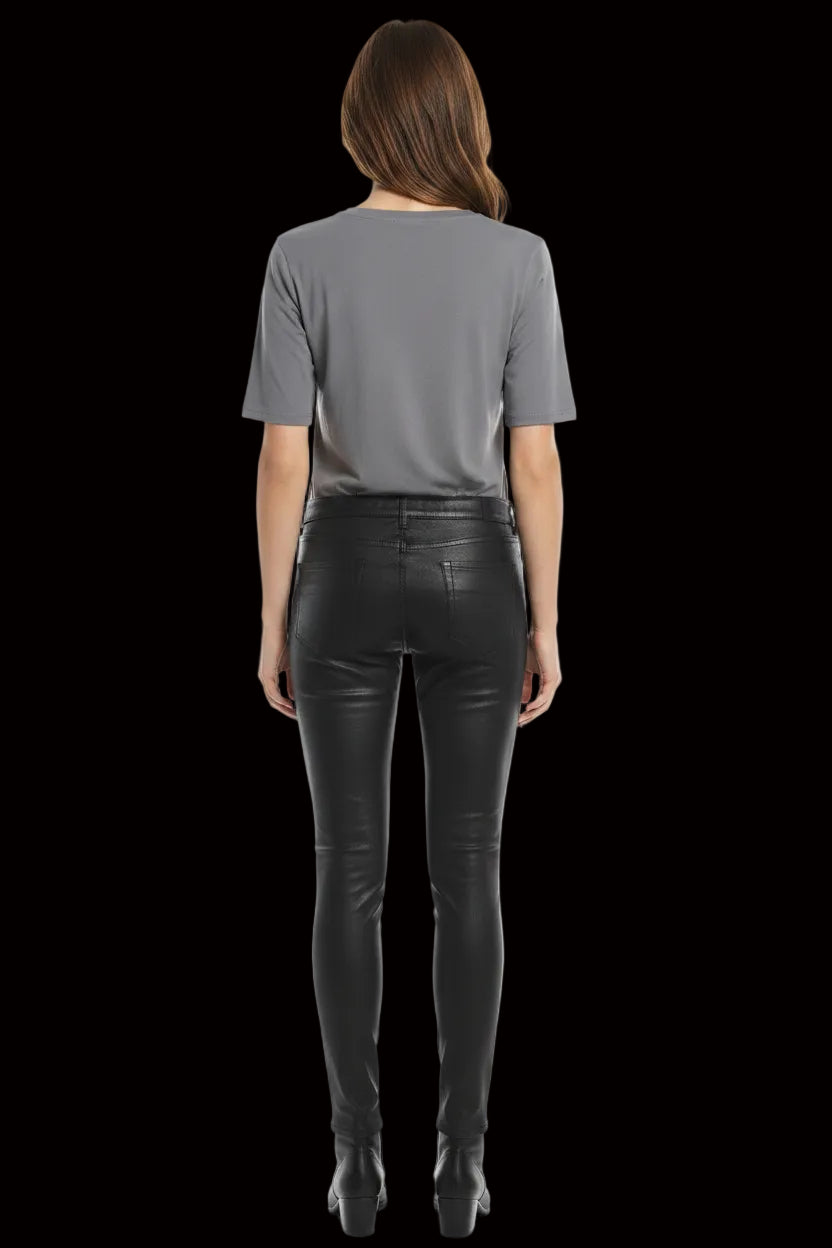 Diesel Black Gold black lambskin leather trousers side view