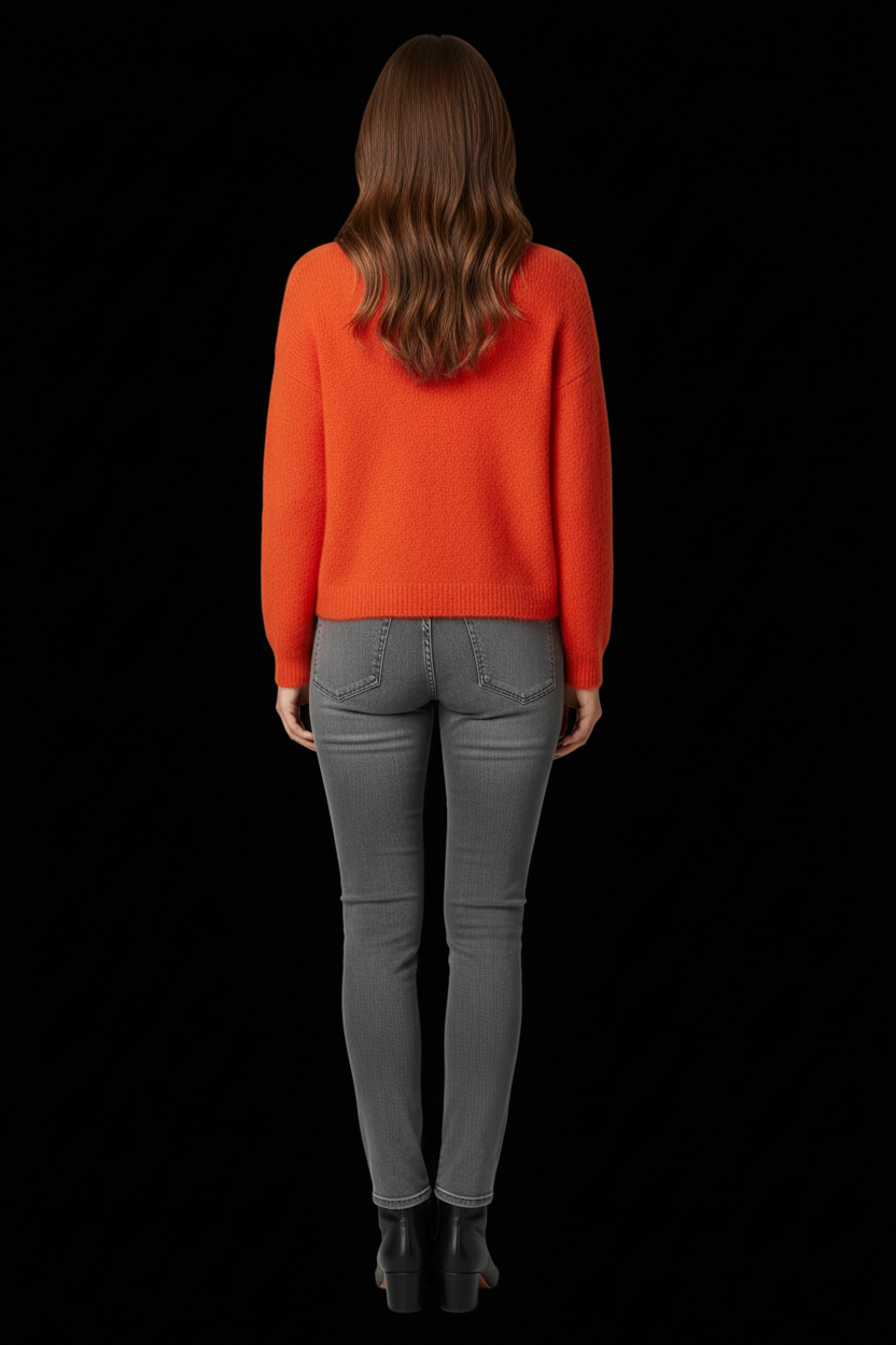 Closed — Alpaca Boatneck Sweater in Orange