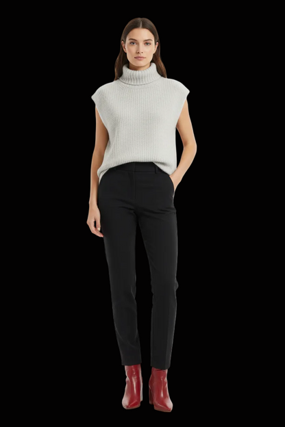 Comma grey alpaca wool knit turtleneck vest front view on mannequin