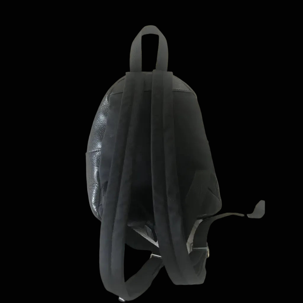 Coach black pebbled leather backpack front view