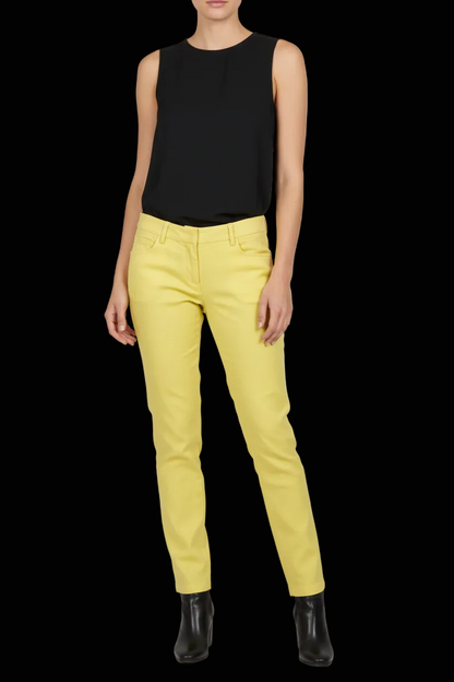 Balenciaga — Linen Five-Pocket Trousers in Chartreuse