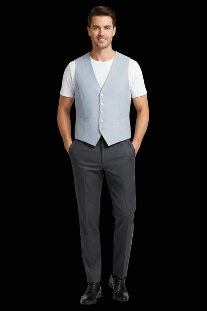Baldessarini — Linen Waistcoat in Blue Multi