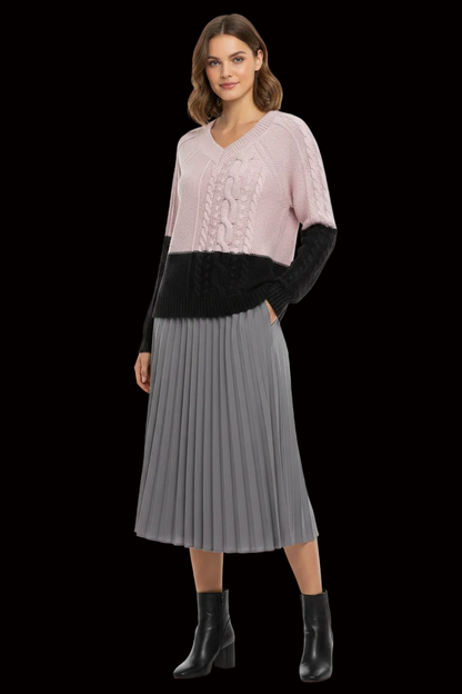 Antoni & Alison — Angora Cable Sweater in Pink & Black