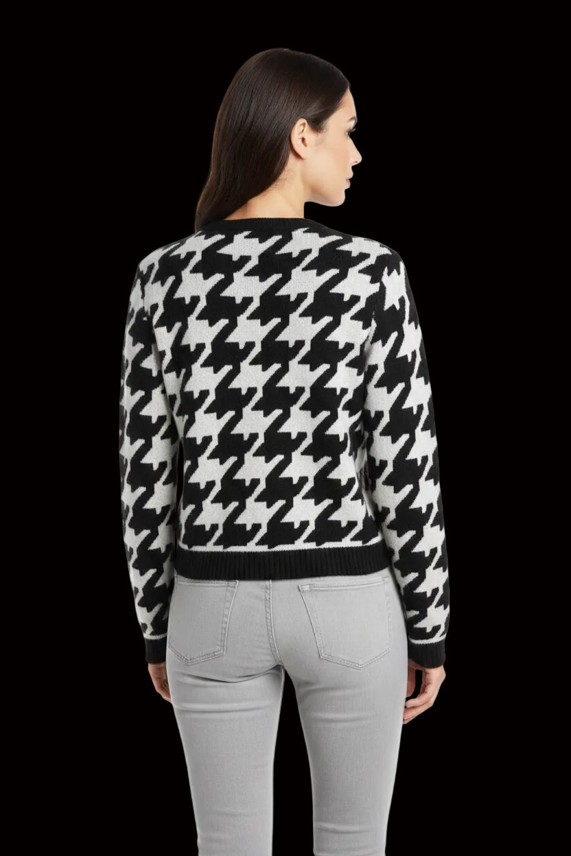 Antoni and Alison black and white houndstooth merino cashmere sweater back view