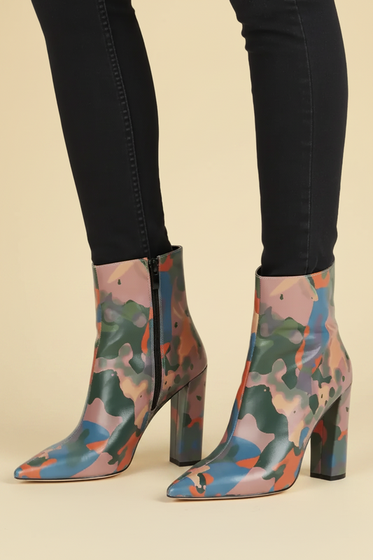 Marcell von Berlin — Camo-Print Leather Ankle Boots (NWT)