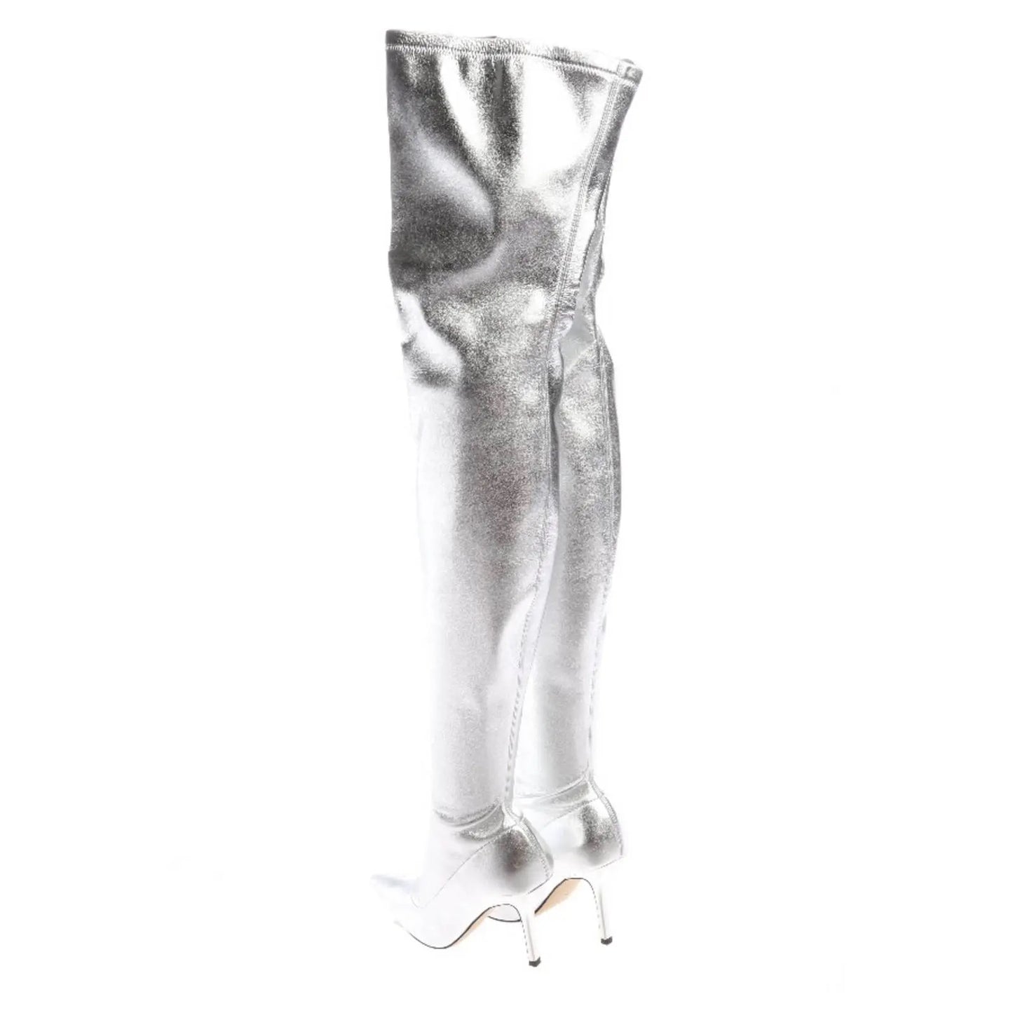Paris Texas — Silberne Overknee-Stiefel mit Metallic-Effekt