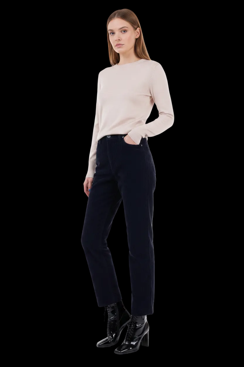 GRLFRND — Cord High-Waist Straight-Leg Trousers