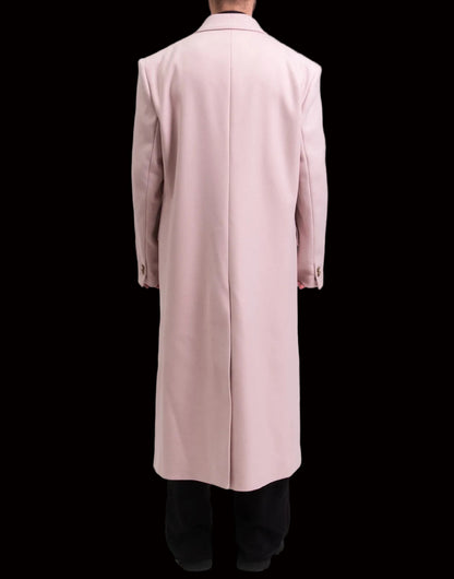 MM6 Maison Margiela blush pink double-breasted wool overcoat — interior