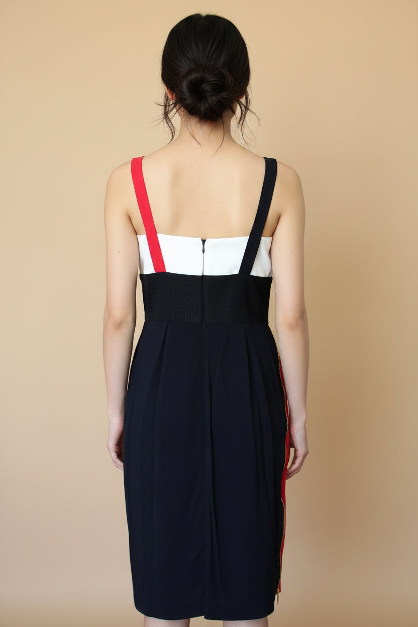 Fausto Puglisi Silk-Blend Cocktail Dress – Black, White & Red – Made in Italy Size S