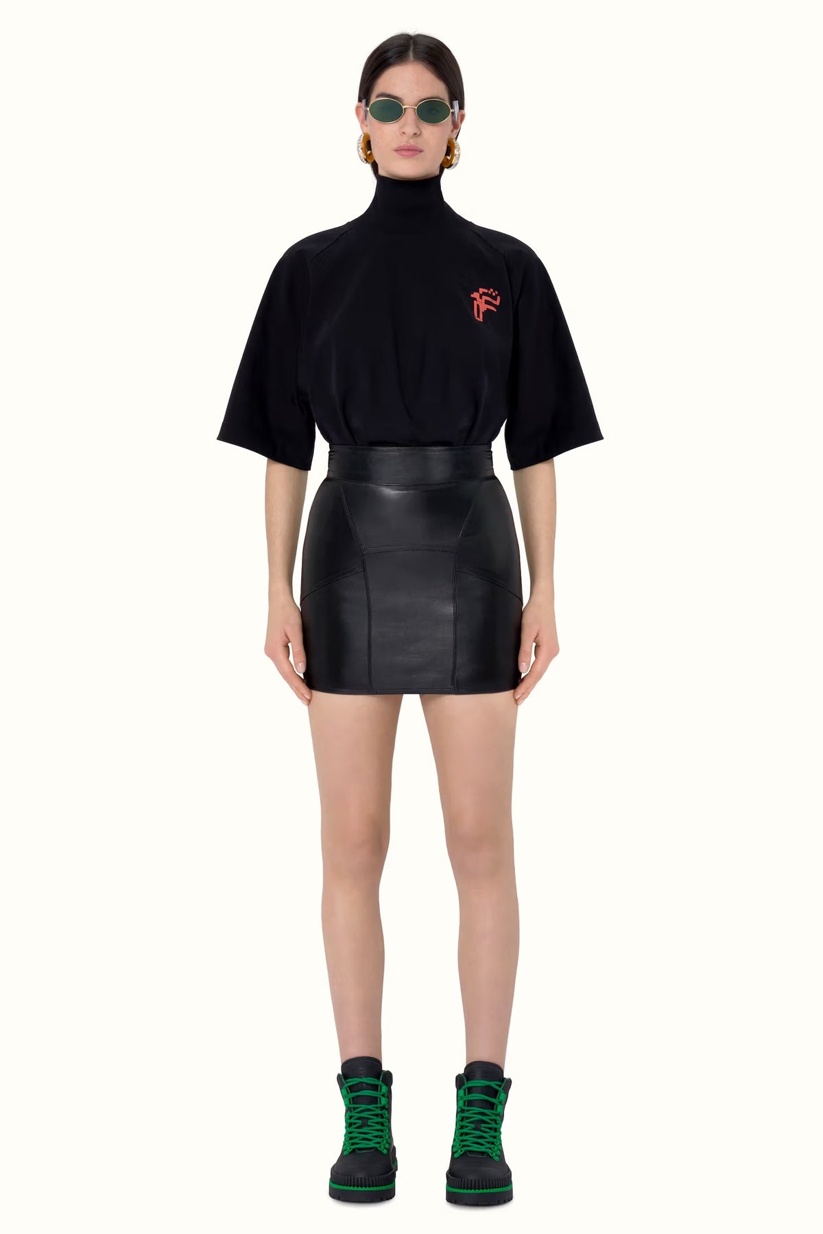 FENTY by Rihanna Lambskin Leather Mini Skirt – Size 34 – Black