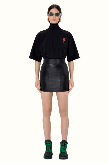 FENTY by Rihanna Lambskin Leather Mini Skirt – Size 34 – Black