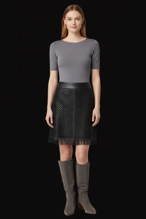 Longchamp braided leather skirt — rent from Laura Messerschmitt, Berlin stylist