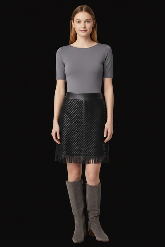 Longchamp braided leather skirt — rent from Laura Messerschmitt, Berlin stylist