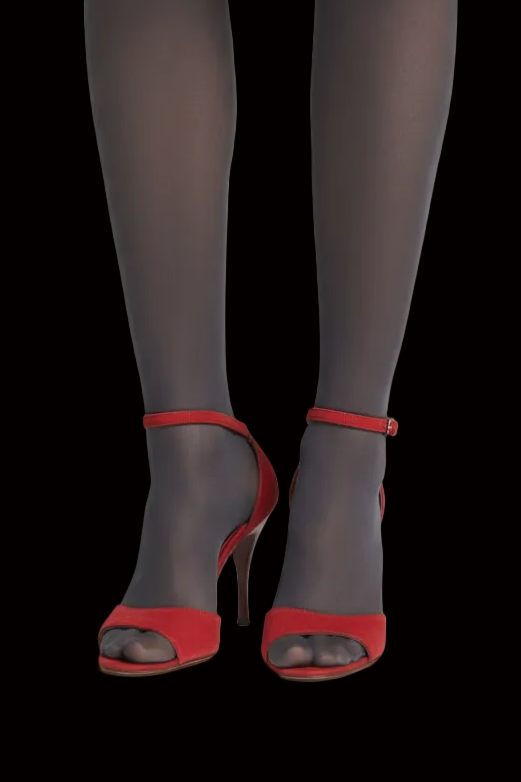 Manolo Blahnik red & black suede buckle pumps — rent from Laura Messerschmitt, Berlin stylist