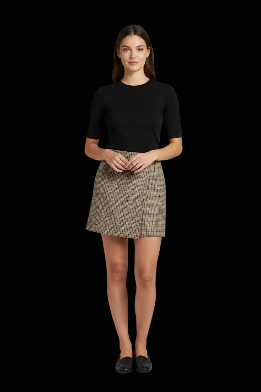 N°21 — Wool Check Mini Skirt — studio model shot | Laura Messerschmitt Berlin