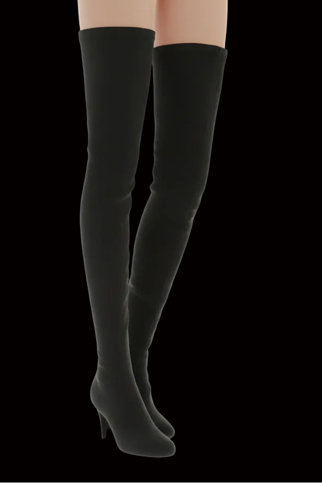 Stuart Weitzman — Black Neoprene Over-the-Knee Boots — editorial shoe shot