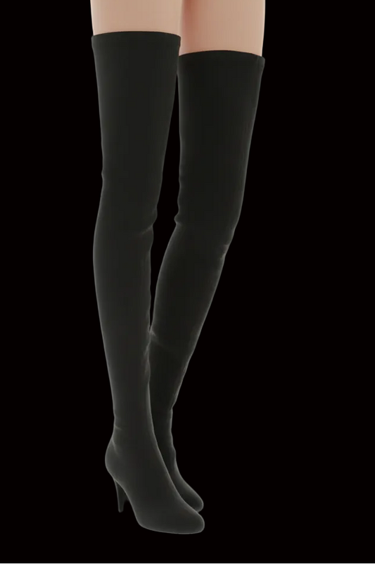 Stuart Weitzman black neoprene over-the-knee boots — rent from Laura Messerschmitt, Berlin stylist
