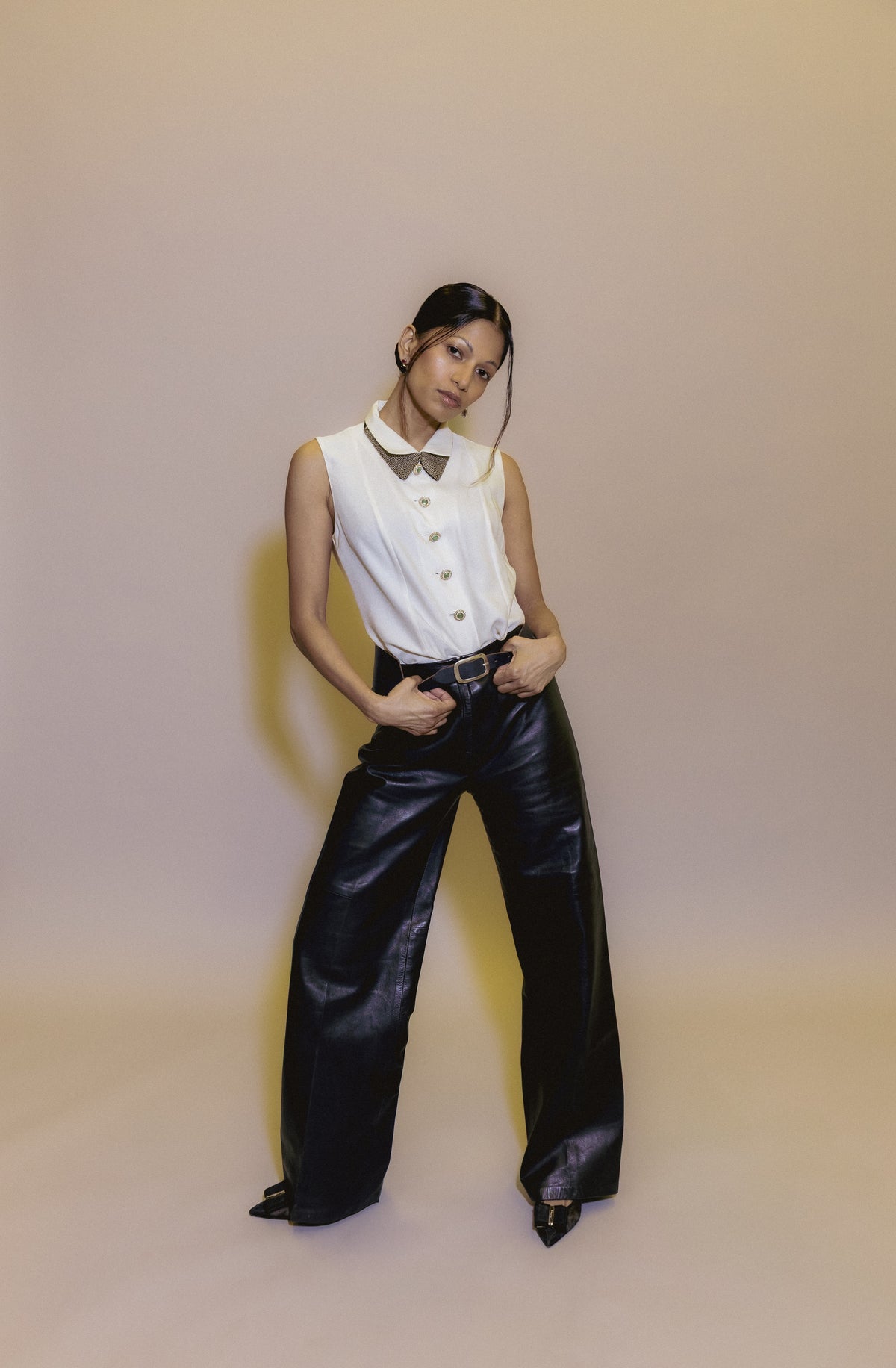 Hermès – Vintage Black Leather Trousers – Size 34 / XS – Made in Belgium