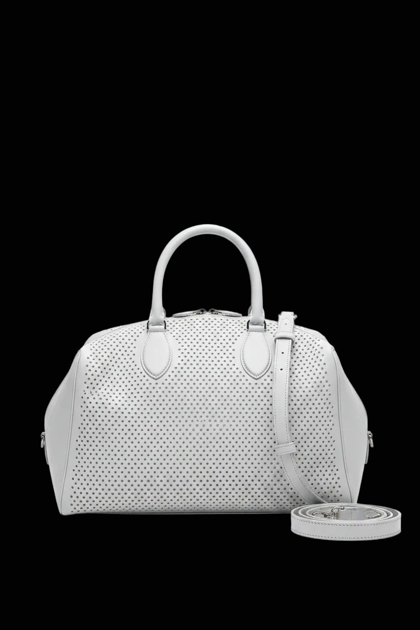 Alaïa grey perforated leather shopper — rent from Laura Messerschmitt, Berlin stylist