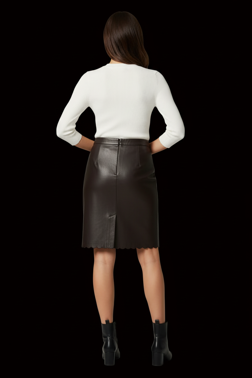 Alaïa — Black Leather Pencil Skirt — detail view