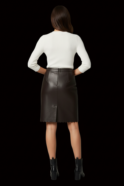 Alaïa — Black Leather Pencil Skirt — detail view
