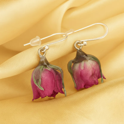 Real Mini Rose Earrings – 925 Sterling Silver