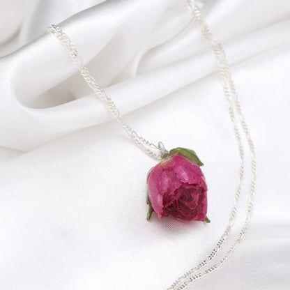 Echte Rose Anhänger mit 925 Sterling Silberkette - Botan