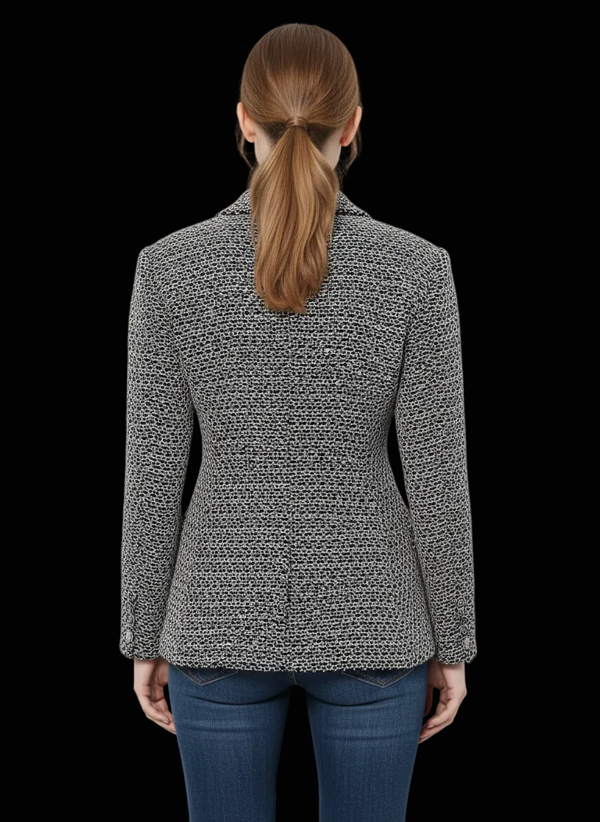 Chanel Boutique — Zweireihiger Blazer aus Viskose in Schwarz-Weiß