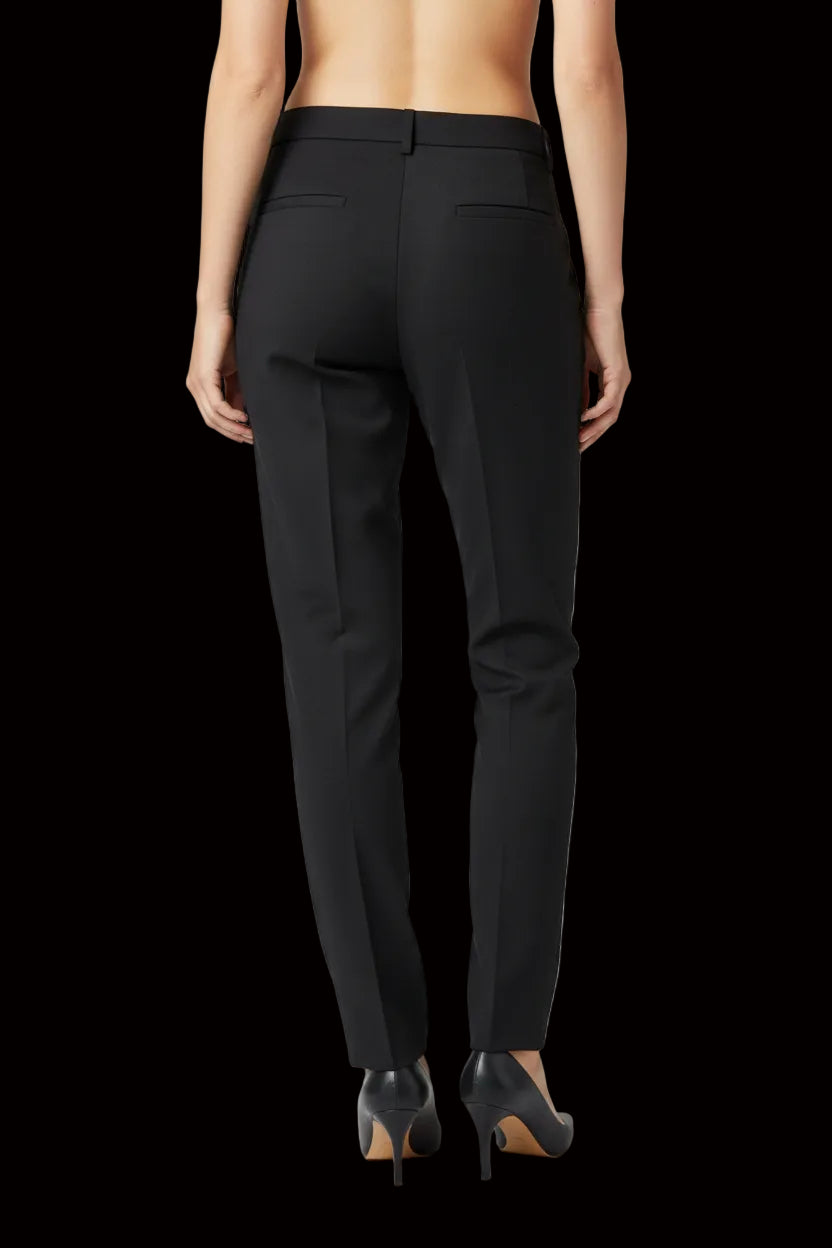 Dior virgin wool cigarette trousers back view — tailored fit with belt loops