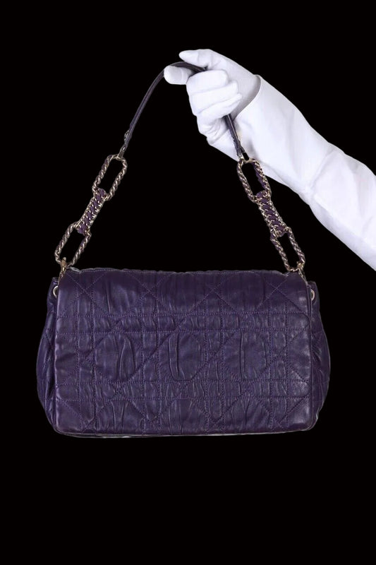 Dior cannage quilted flap bag in purple lambskin — rent from Laura Messerschmitt, Berlin stylist