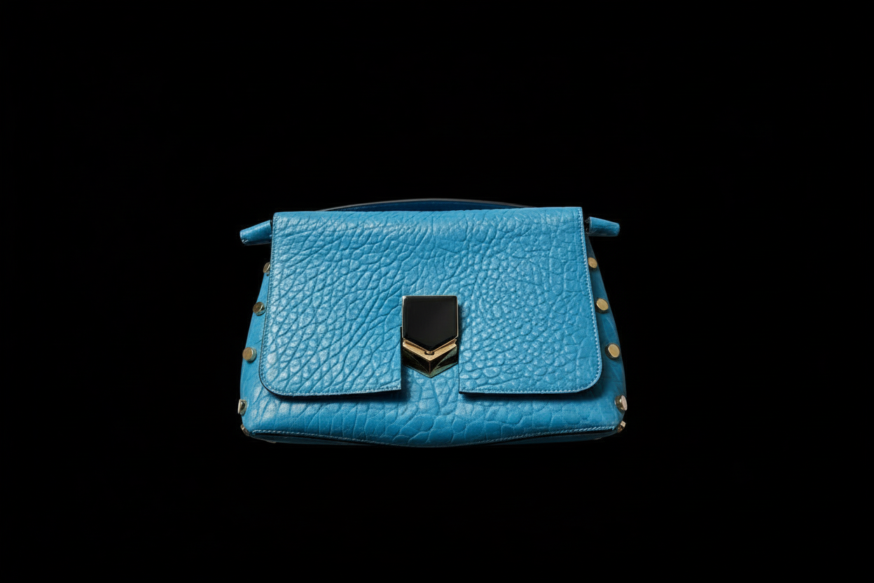Jimmy Choo lockett bag in blue leather — rent from Laura Messerschmitt, Berlin stylist