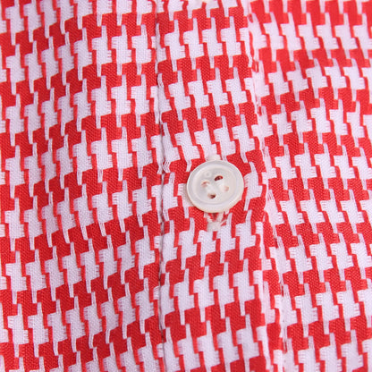 Gabriela Hearst red houndstooth midi dress full length view