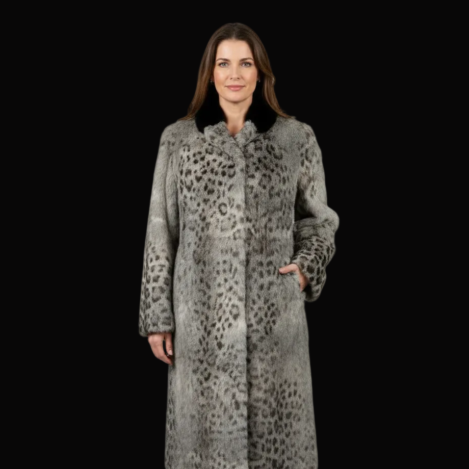 Prada — Spotted Mink Coat with Velvet Collar — front view