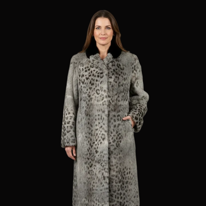 Prada — Spotted Mink Coat with Velvet Collar — front view
