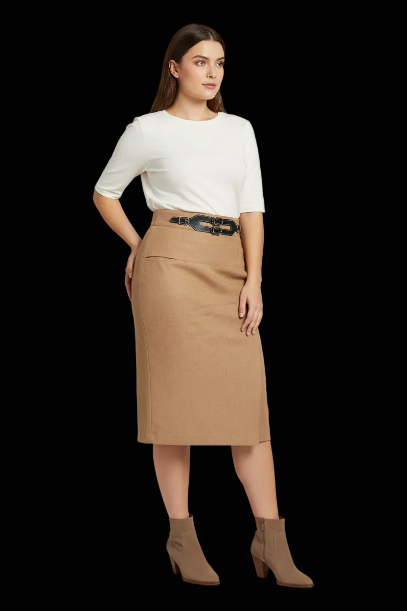 Hermès camelhair midi skirt — rent from Laura Messerschmitt, Berlin stylist