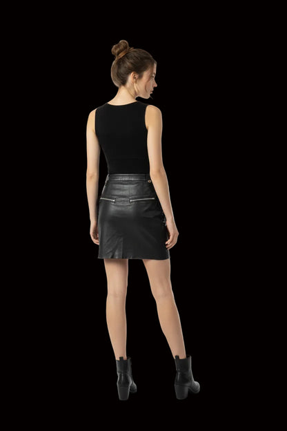 Diesel leather skirt side view — Laura Messerschmitt Berlin