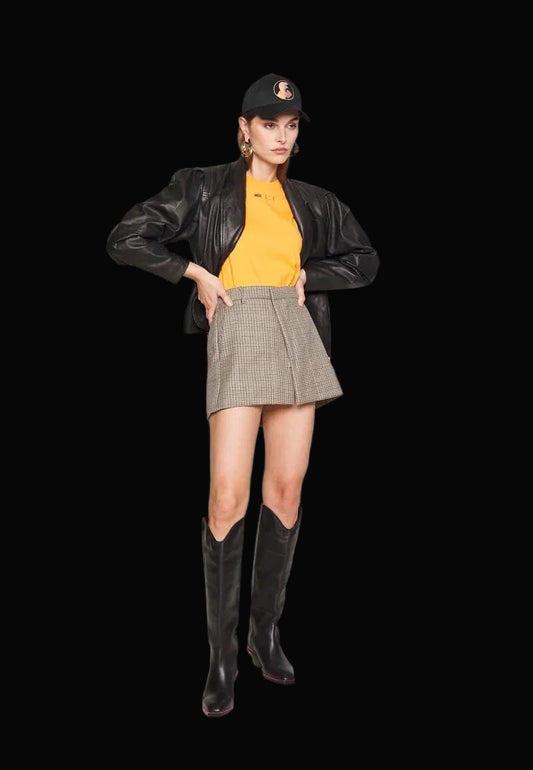 N°21 wool check mini skirt — rent from Laura Messerschmitt, Berlin stylist