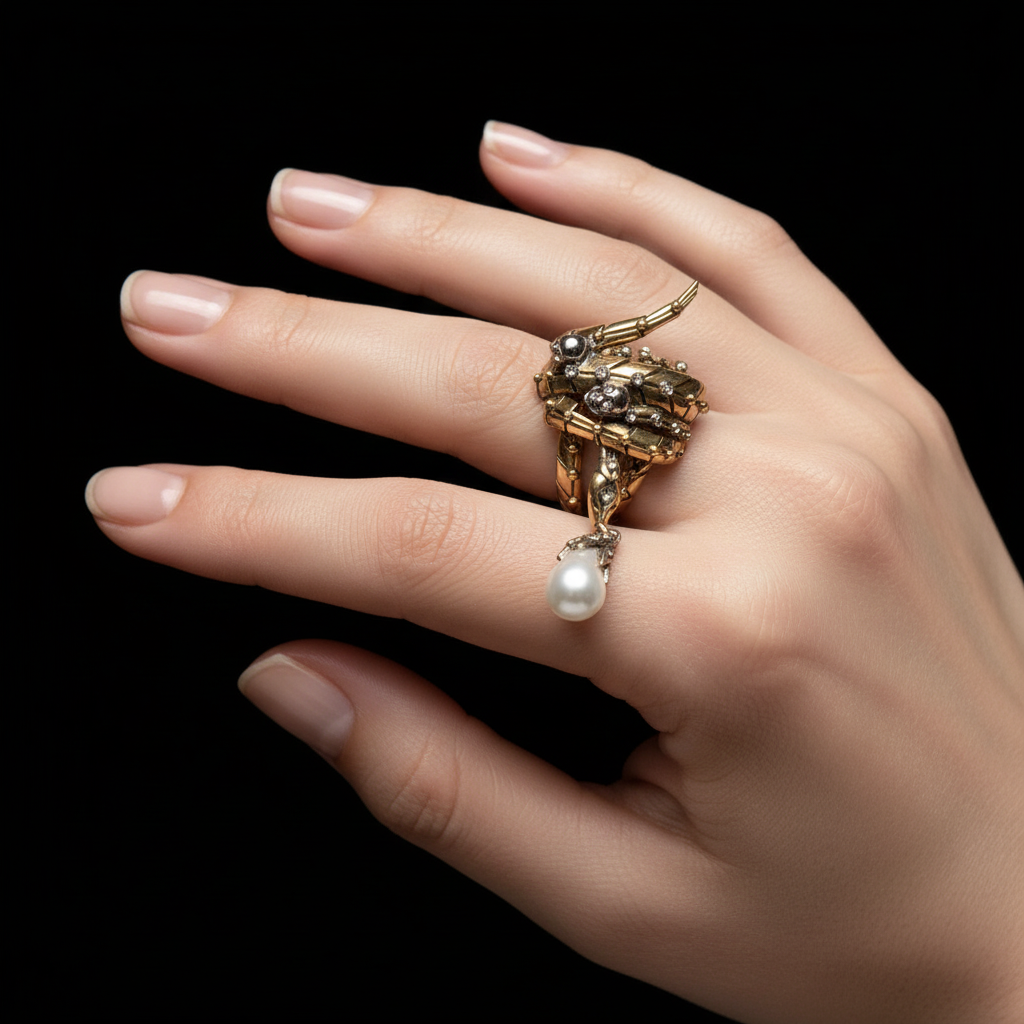 Alexander McQueen gold ring — rent from Laura Messerschmitt, Berlin stylist