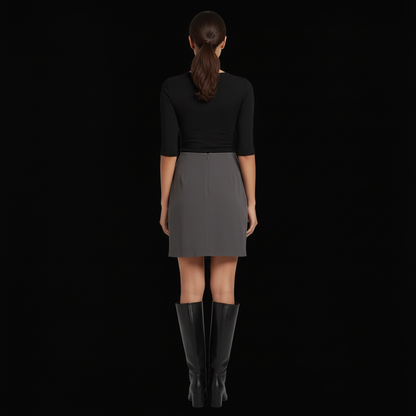 3.1 Phillip Lim — Draped Silk Skirt — back view with boots