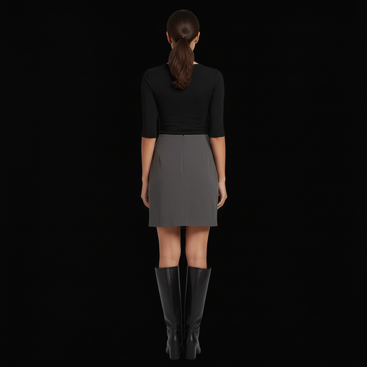 3.1 Phillip Lim — Draped Silk Skirt — back view with boots