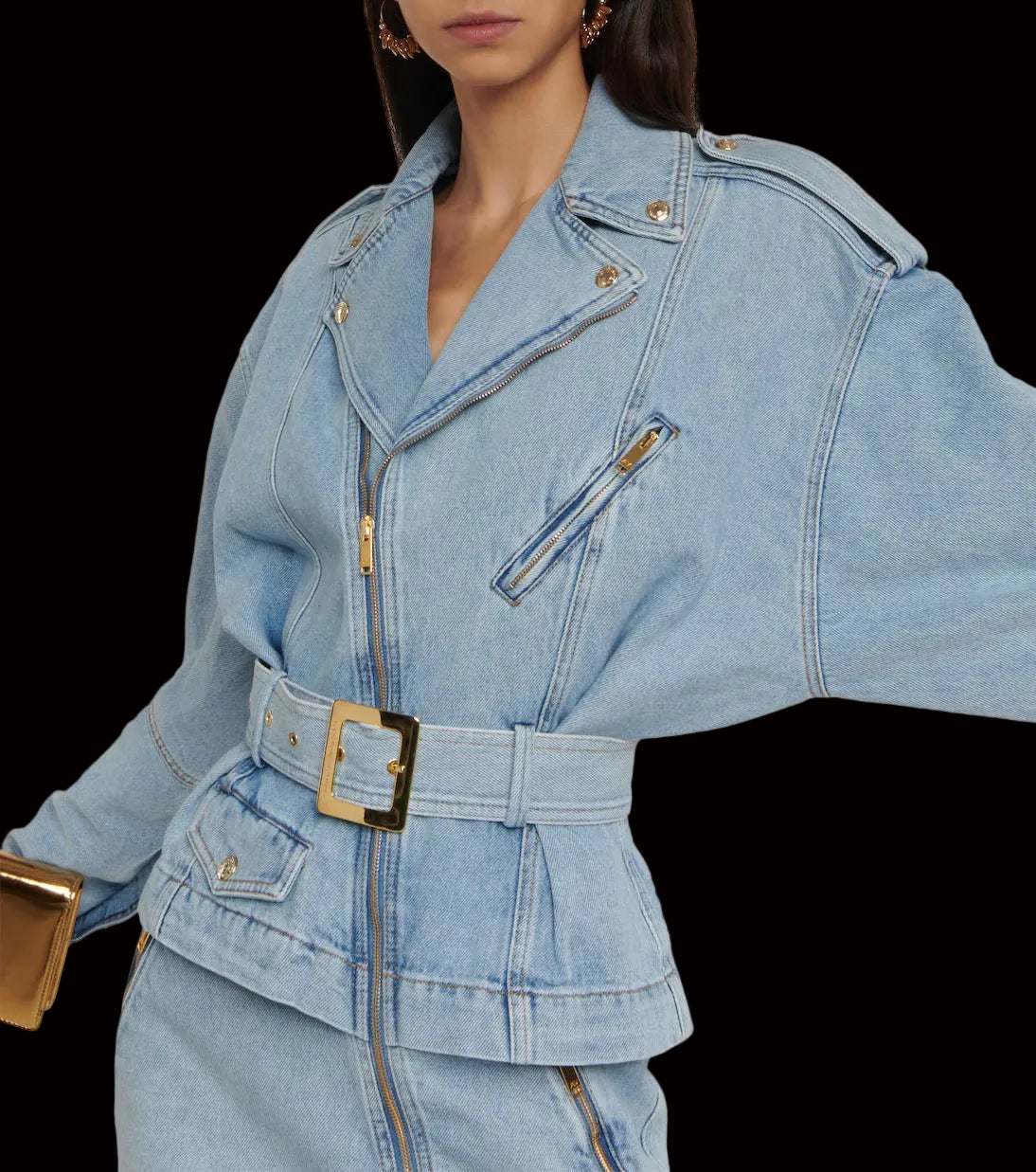Alexandre Vauthier denim biker mini dress — rent from Laura Messerschmitt, Berlin stylist